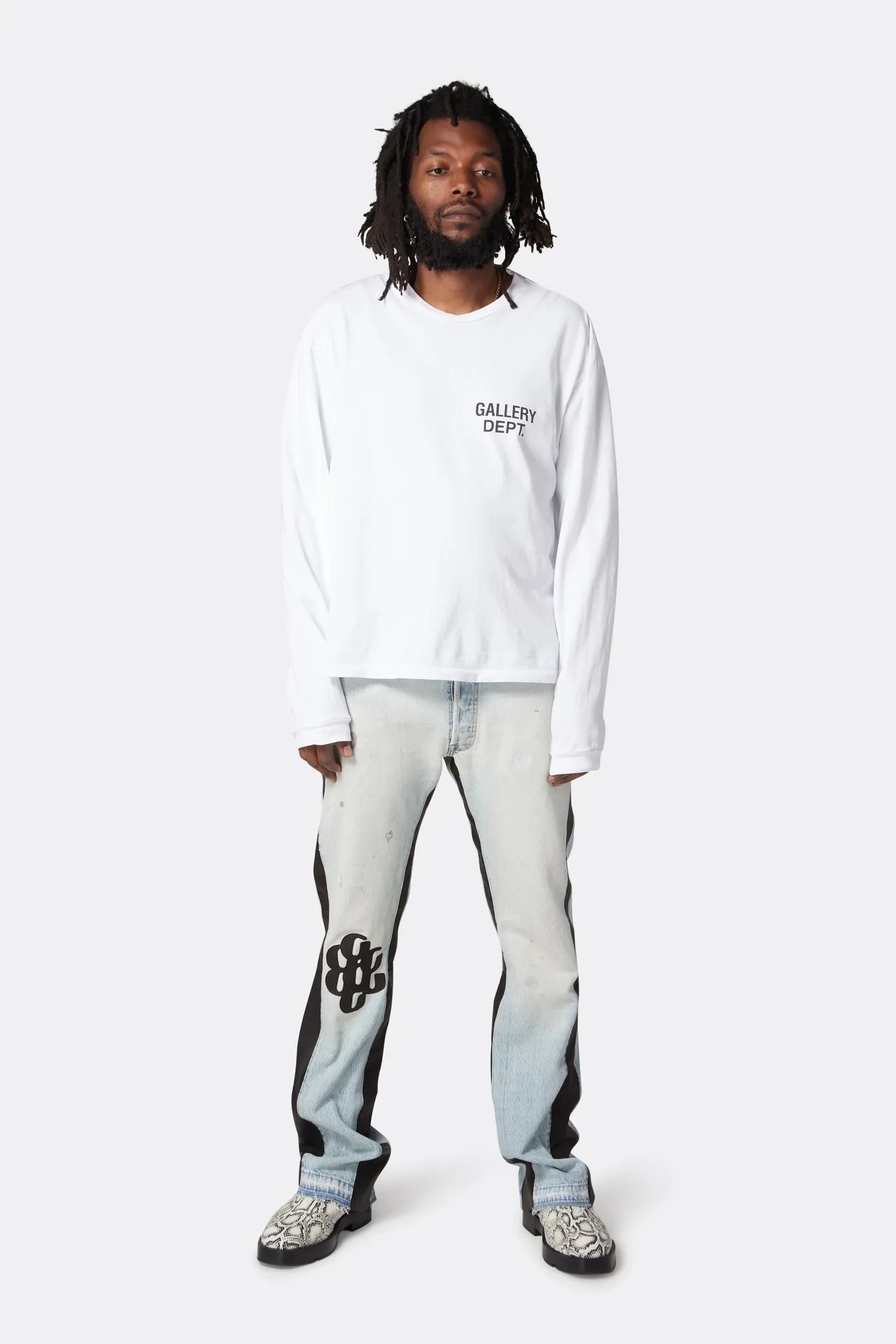 GALLERY DEPT. SOUVENIR L/S TEE English LOGO Basic Long Sleeve White S-XL Genuine Uniform Cylindrical No Side Seam Linen Cotton Fabric Garment Wash Preshrunk Correct Fit Correct Accessories